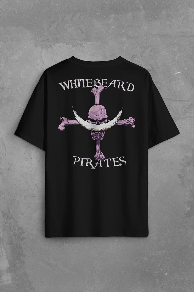 Whitebeard Amiral Prates One Piece Luffy Sırt Ön Baskılı Oversize Tişört Unisex T-Shirt - 2