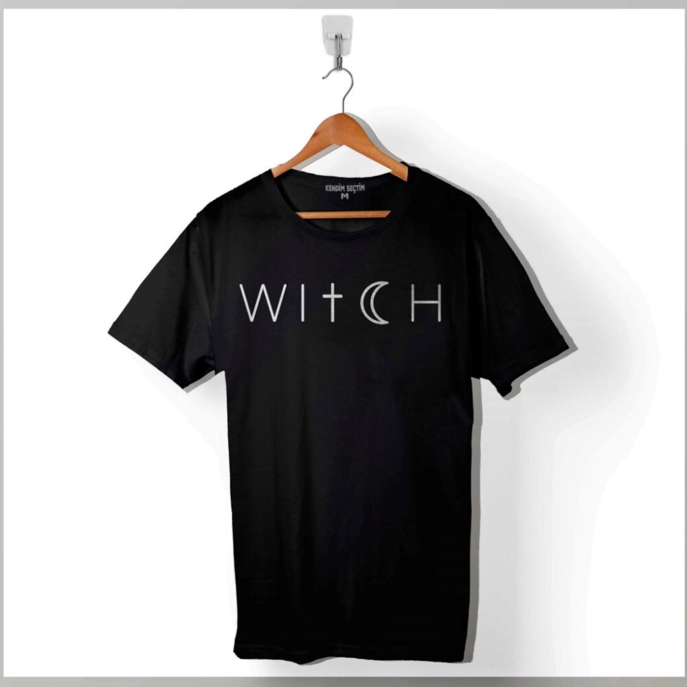 Witch Cadı Haç Hilal Din Ateizm Baskılı Tişört Unisex T-Shirt - 1