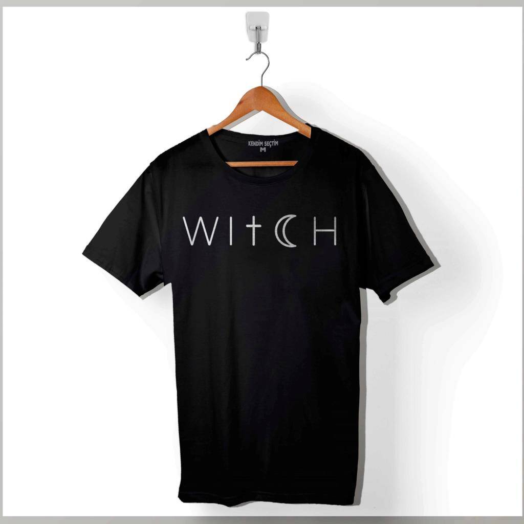 Witch Cadı Haç Hilal Din Ateizm Baskılı Tişört Unisex T-Shirt - 1