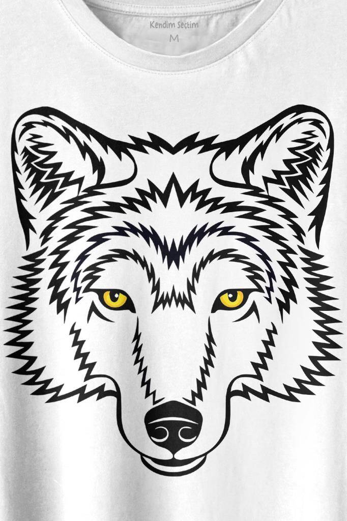 Wolf Head Kurt Silüeti Kafa Bozkurt Baskılı Tişört Unisex T-shirt - 2