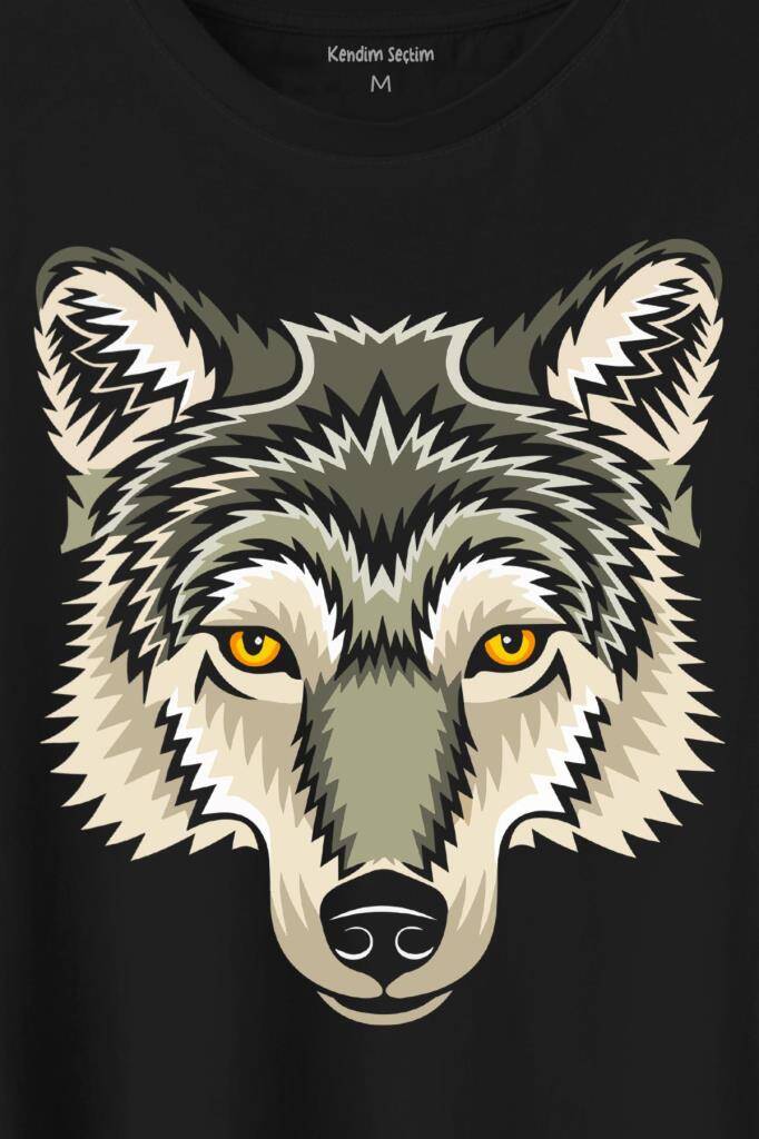 Wolf Head Kurt Silüeti Kafa Bozkurt Baskılı Tişört Unisex T-Shirt - 2