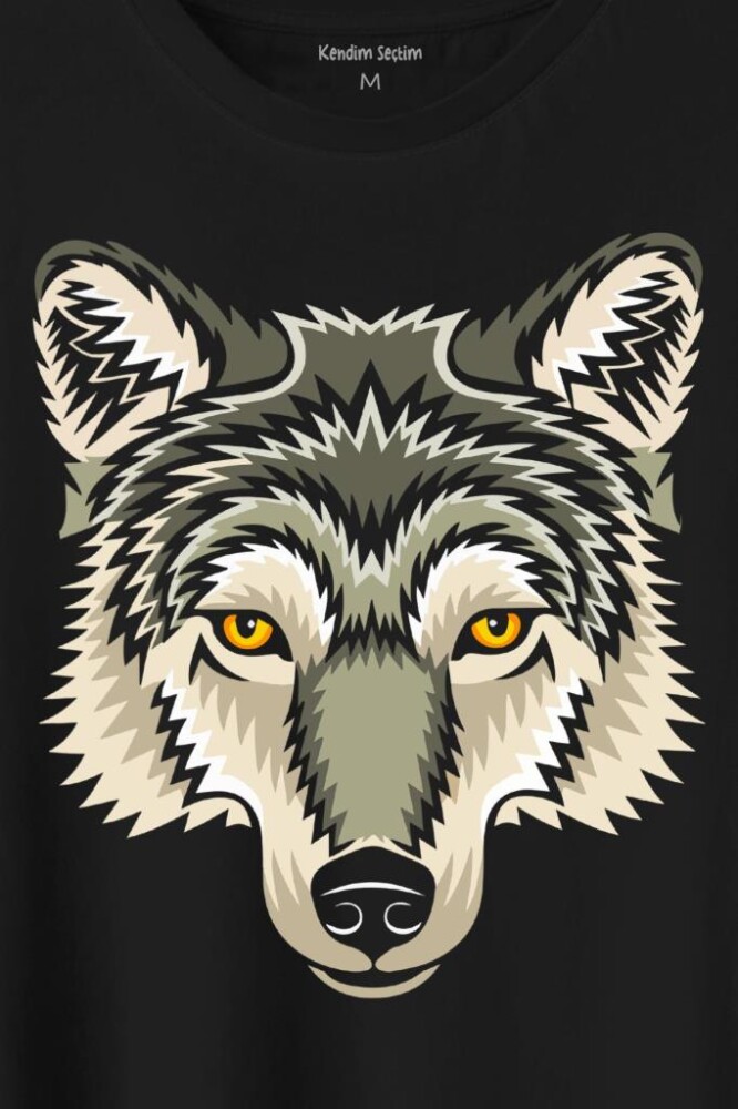 Wolf Head Kurt Silüeti Kafa Bozkurt Baskılı Tişört Unisex T-Shirt (1)