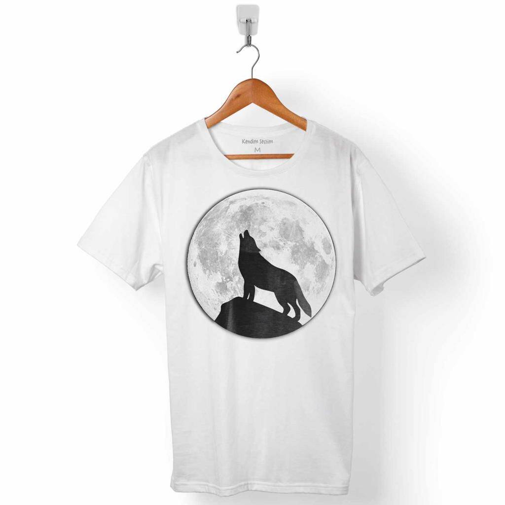 WOLF MOON BOZKURT AY ULUYAN KURT GÖKTÜRK ERKEK TİŞÖRT - 1