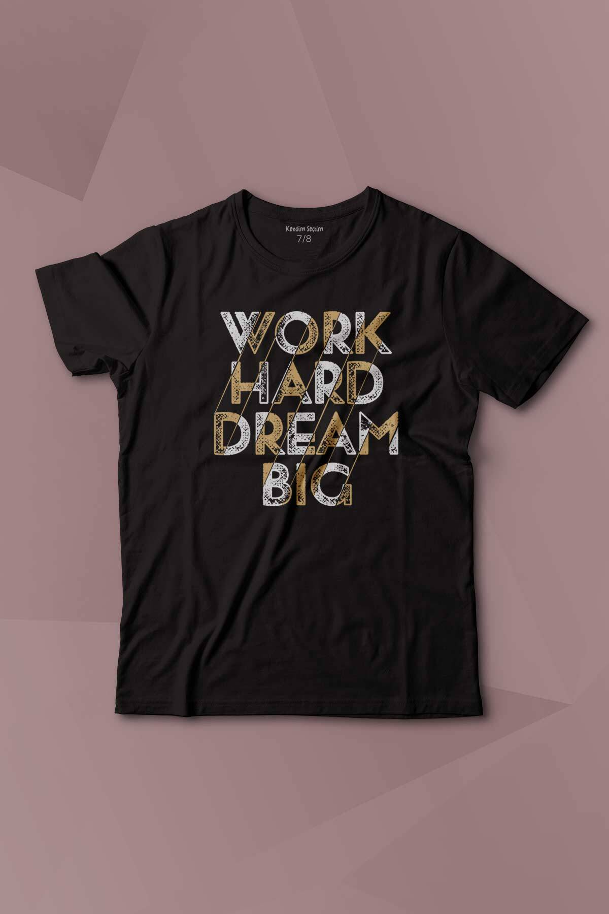 Work Hard Dream Big Gym Spor Body Baskılı Çocuk Tişört Kısa Kollu - 1