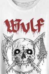Wulf Metal Rock Band Skull Kuru Kafa Urban Gothic Baskılı Tişört Unisex T-shirt - 2