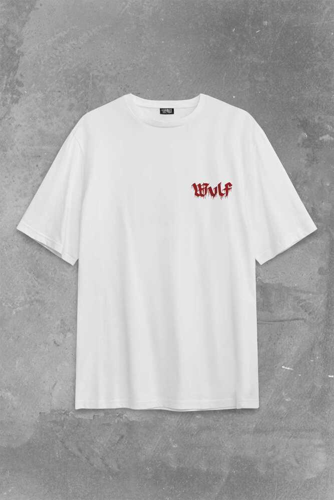 Wulf Metal Rock Band Skull Kuru Kafa Urban Gothic Sırt Ön Baskılı Oversize Tişört Unisex T-Shirt (1)