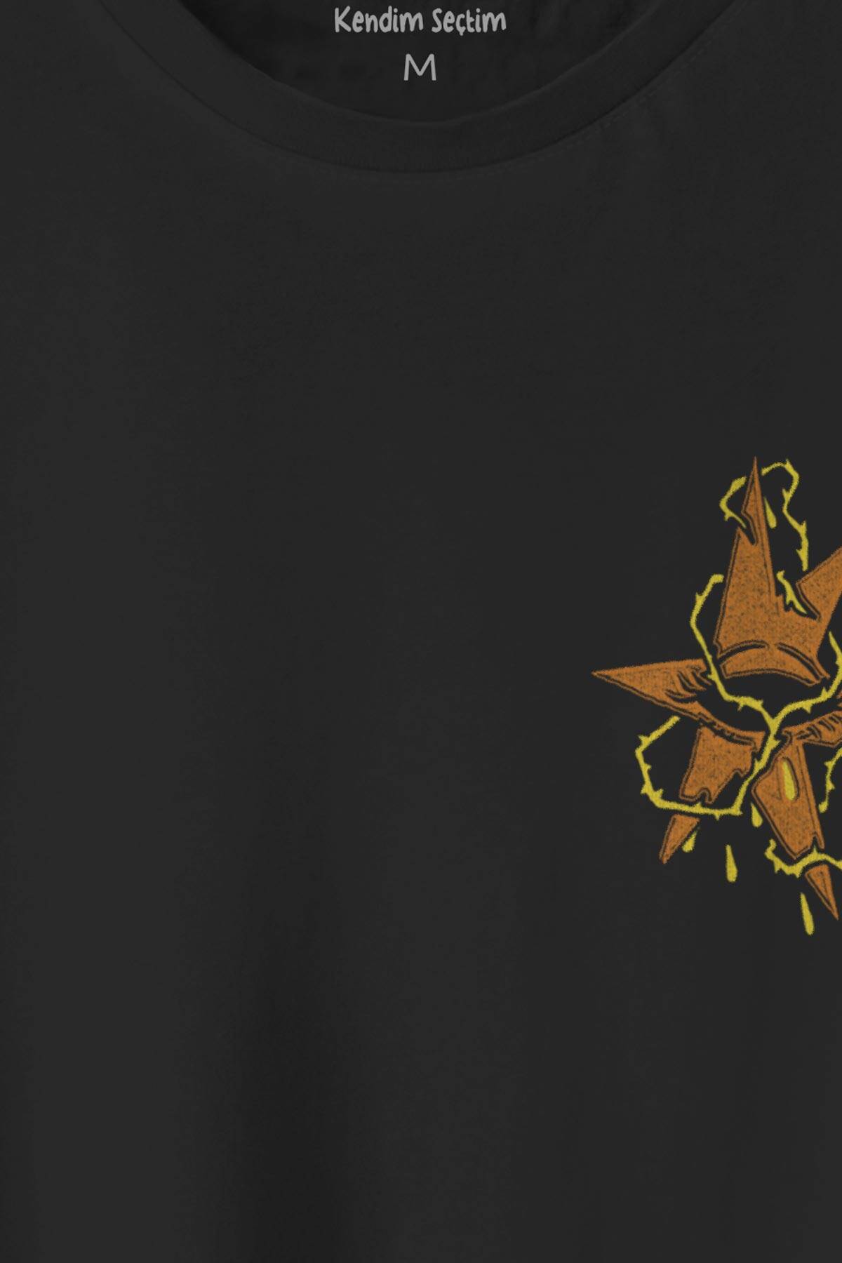 Y2K Star Gothic Street Style Design Baskılı Siyah Unisex Tişört (1)