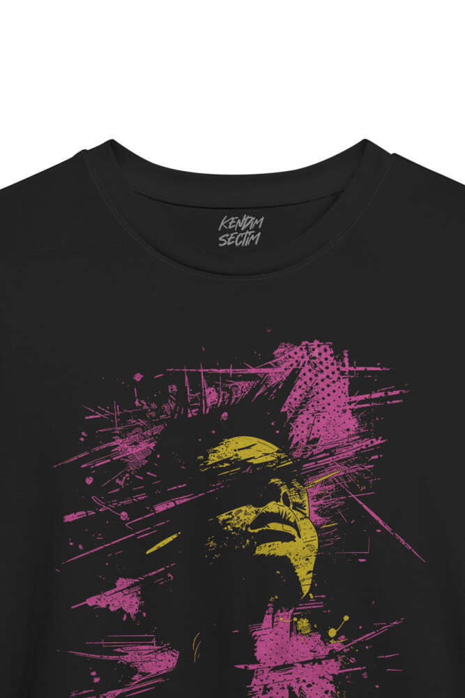 Y2K T-shirt Face Aesthetic Unisex Tişört Siyah Kısa Kollu - 4