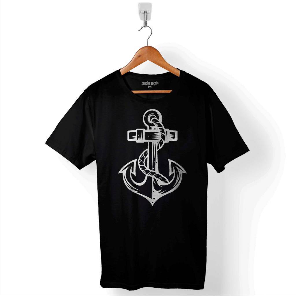 Yelken Demir Çapa Anchor Baskılı Tişört Unisex T-Shirt - 1