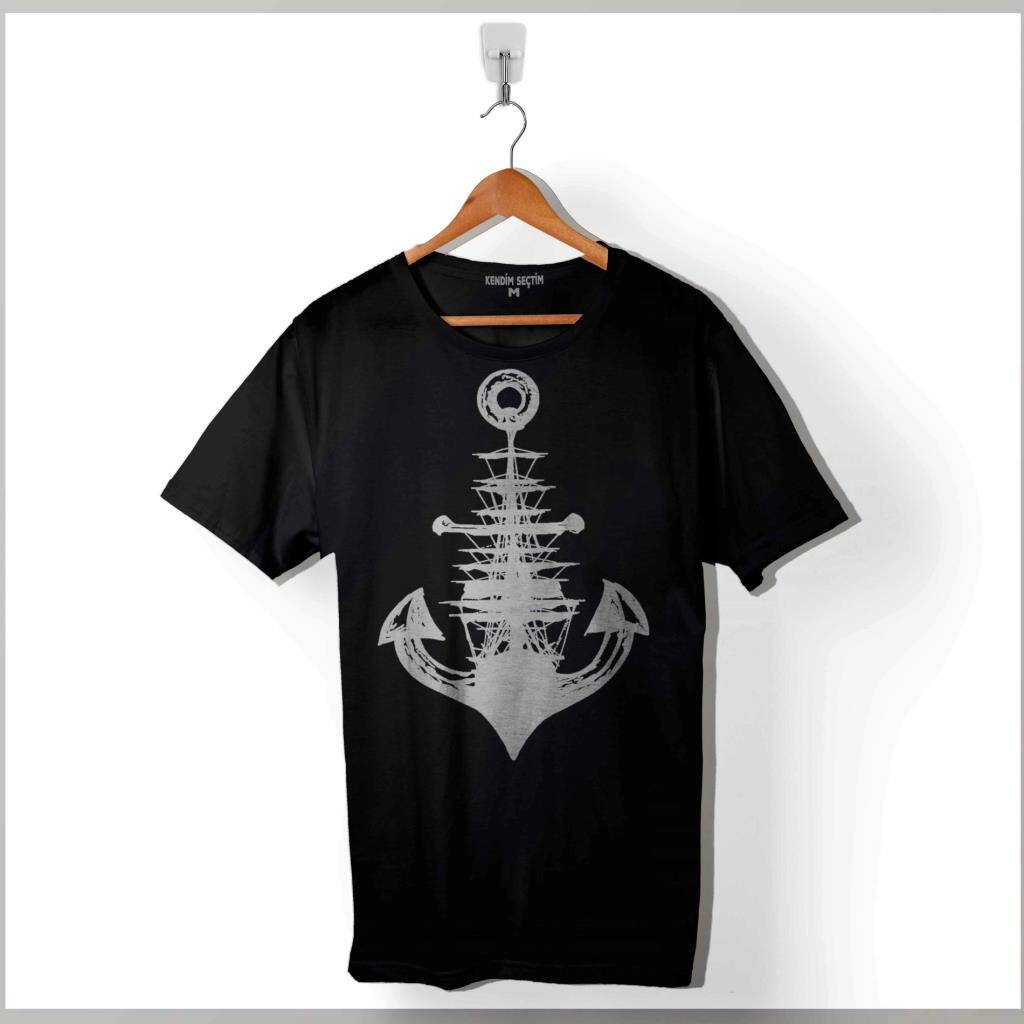 Yelken Demir Çapa Anchor Baskılı Tişört Unisex T-Shirt - 1