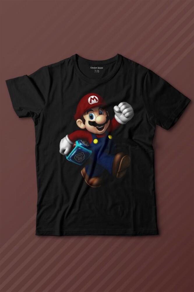 Yeni Süper Mario Bros Mario Baskılı Tişört Çocuk T-shirt - KENDİM SEÇTİM