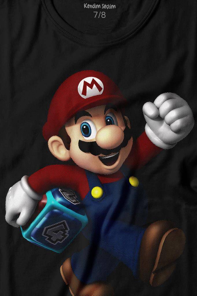 Yeni Süper Mario Bros Mario Baskılı Tişört Çocuk T-shirt (1)