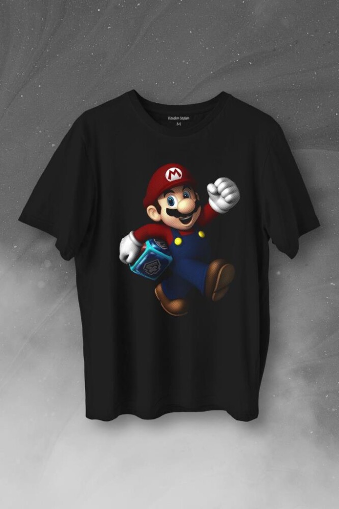 Yeni Süper Mario Bros Mario Baskılı Tişört Unisex T-Shirt - 1