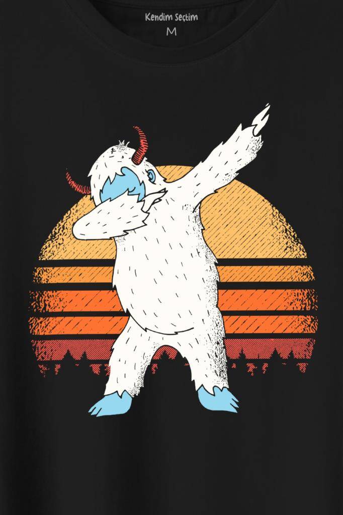 Yeti Dans Dabbing Kocaayak Funny Dance Baskılı Tişört Unisex T-Shirt (1)