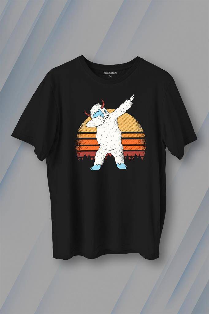 Yeti Dans Dabbing Kocaayak Funny Dance Baskılı Tişört Unisex T-Shirt - 1