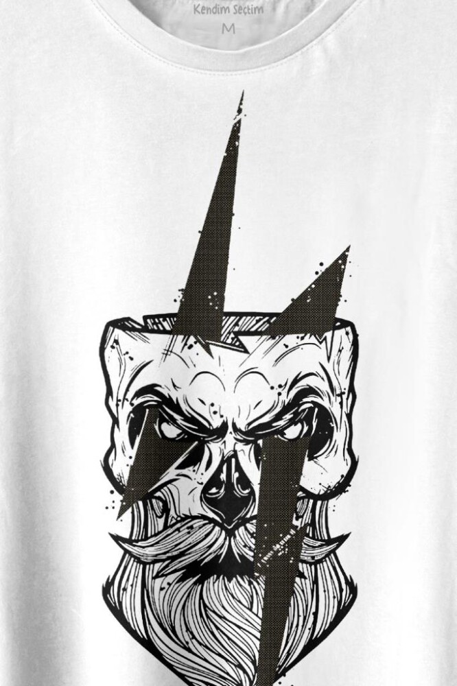 Yıldırım Gothic Sakallı Heykel Baskılı Tişört Unisex T-shirt (1)