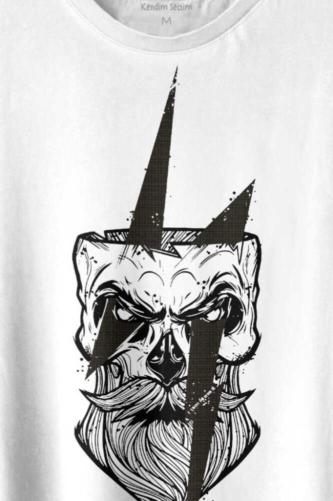 Yıldırım Gothic Sakallı Heykel Baskılı Tişört Unisex T-shirt (1)