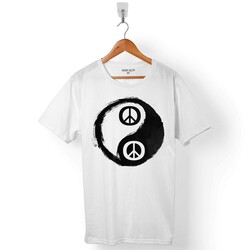 YİN YİNG YANG BARIŞ SİMGE SEMBOL LOGOSU ERKEK TİŞÖRT - 1