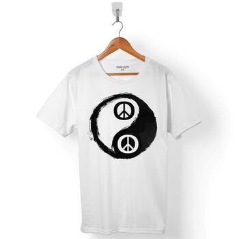 YİN YİNG YANG BARIŞ SİMGE SEMBOL LOGOSU ERKEK TİŞÖRT - 1