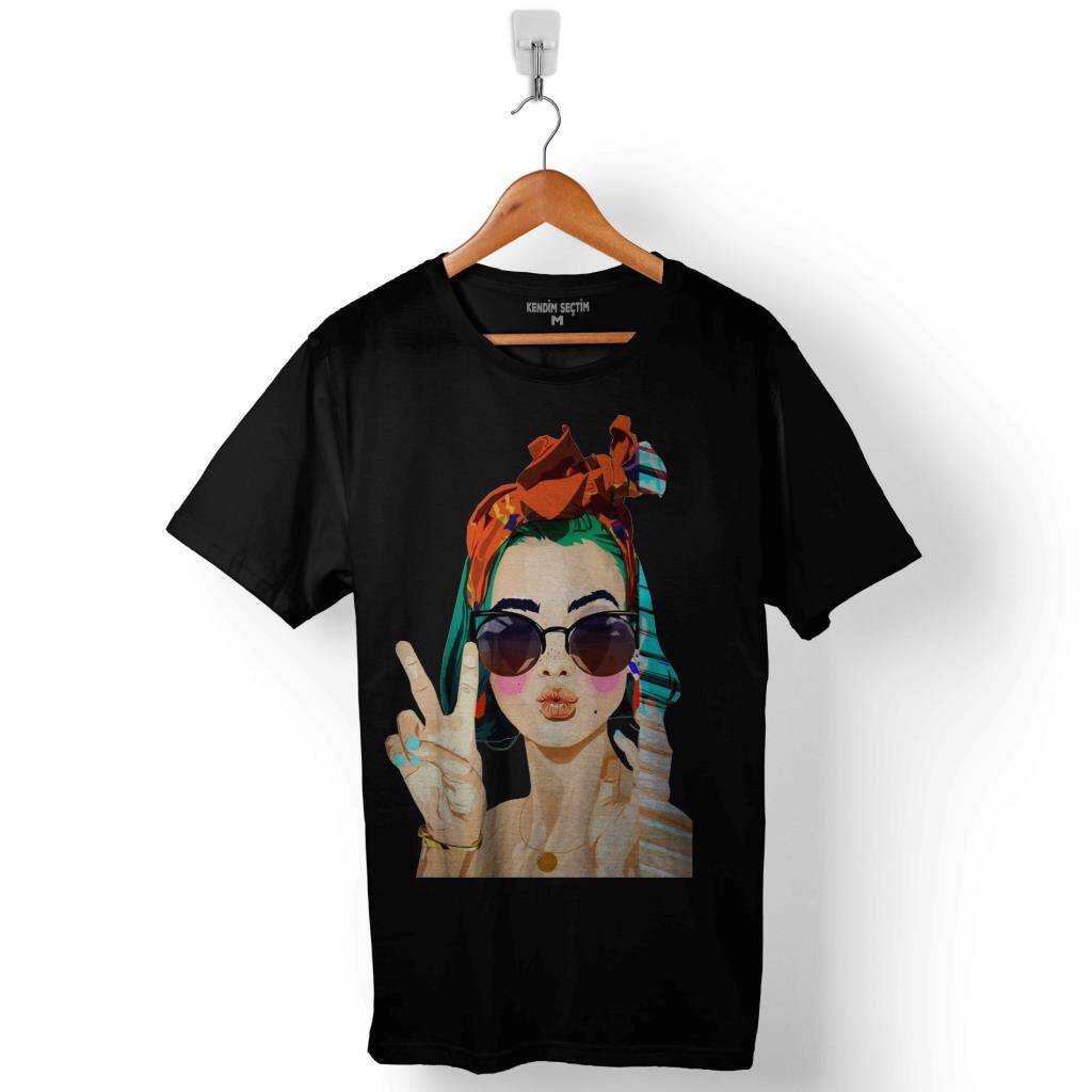 Yoko Moda Detaylı Kız Baskılı Baskılı Tişört Unisex T-Shirt - 1