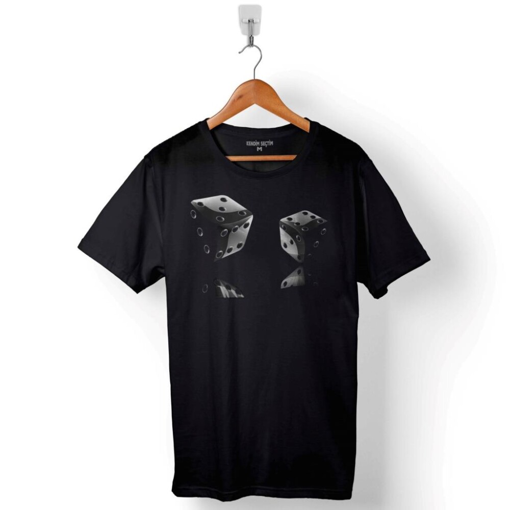 Zar Tavla Poker İskambil 3 Boyutlu Baskılı Tişört Unisex T-Shirt - 1
