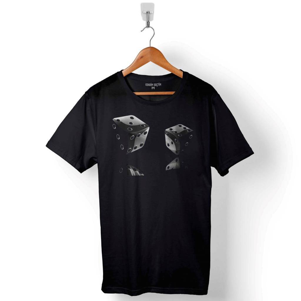 Zar Tavla Poker İskambil 3 Boyutlu Baskılı Tişört Unisex T-Shirt - 1