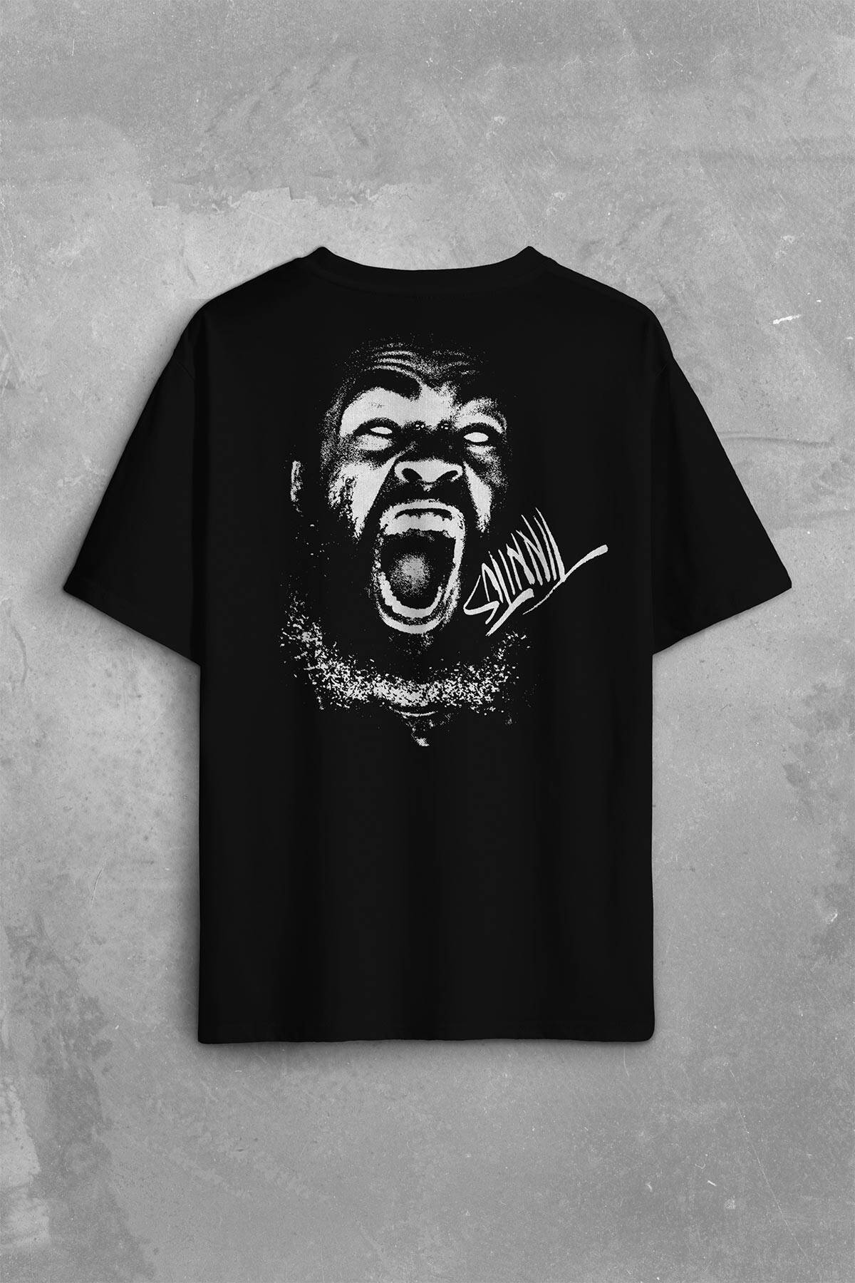 Zeroh Tinnitus Music Albüm Sırt Ön Baskılı Oversize Tişört Unisex T-Shirt - 1