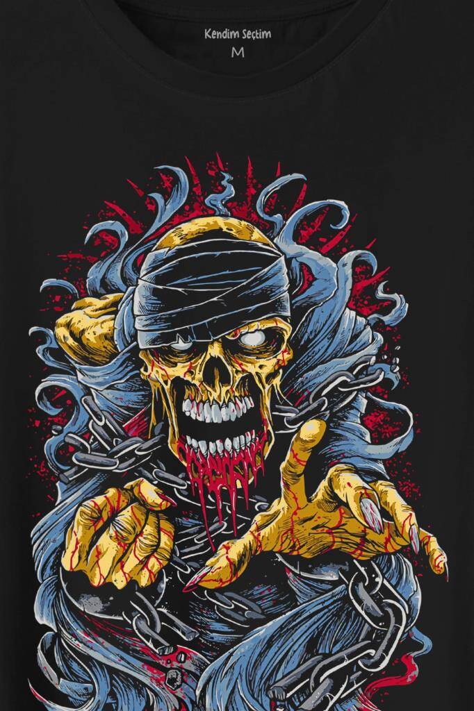 Zombie Halloween Skull Darkness Vampir Baskılı Tişört Unisex T-Shirt (1)
