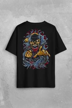 Zombie Halloween Skull Darkness Vampir Sırt Ön Baskılı Oversize Tişört Unisex T-Shirt