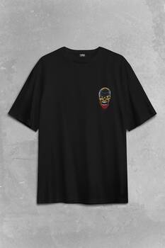 Zombie Halloween Skull Darkness Vampir Sırt Ön Baskılı Oversize Tişört Unisex T-Shirt